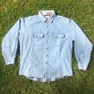LL Bean Flannel Lined Denim Shirt Button Up, USA